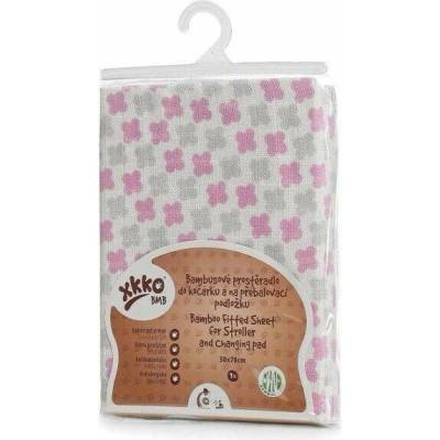 XKKO BMB prostěradlo s gumou do kočárku Baby Pink Cross 50x70