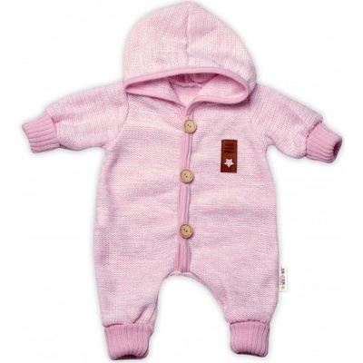 Pletený overálek s kapucí Hand Made STAR Baby Nellys růžový