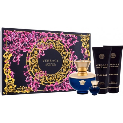 Versace Pour Femme Dylan Blue EDP 100 ml + EDP 5 ml + telové mlieko 100 ml + sprchový gél 100 ml darčeková sada