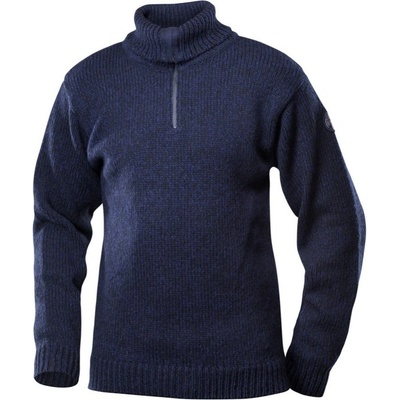 Devold Nansen Wool Zip Neck unisex svetr dark blue melange