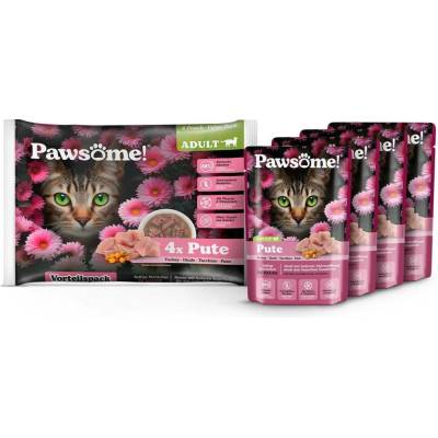 Pawsome Adult Flowpack krůtí maso, 4 × 85 g