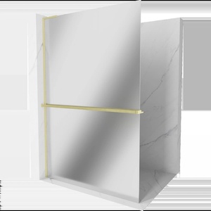 Mexen Kioto+ L душ параван с рафт Walk-in 80 x 200 см, огледало, златно четкано - 800-080-123-55-50 (800-080-123-55-50)