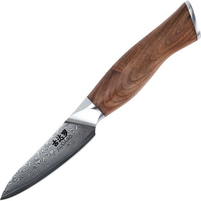 Gudaro - Damaškový kuchynský nôž TAKUMI 3,5",67 vrstiev ocele, dĺžka 9,5 cm,orech GD1003-A