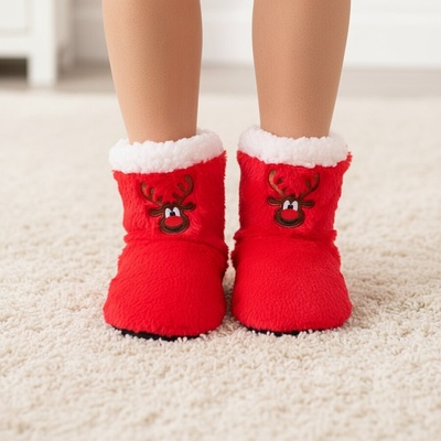 Дамски коледни пантофи-боти с еленче