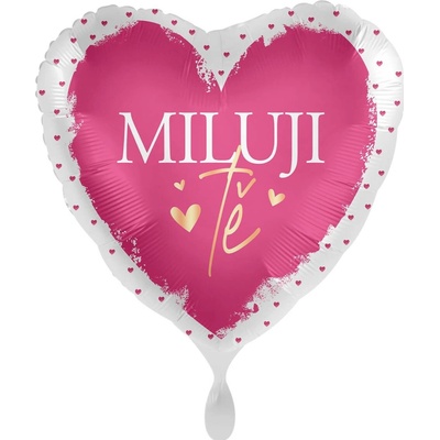 Party Deco Foliový balonek Miluji tě růžová srdíčka CZ 43 cm