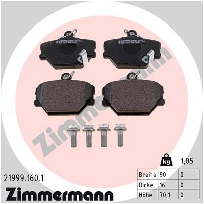 Sada brzdových destiček, kotoučová brzda ZIMMERMANN 21999.160.1