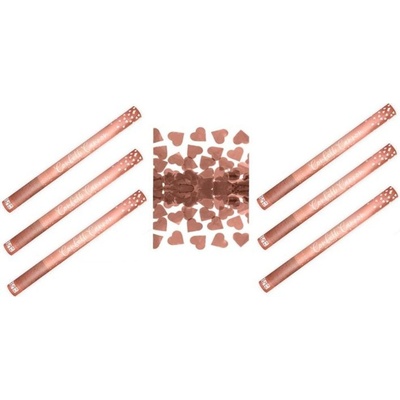 Konfety 60cm 6ks METALICKÉ RŮŽOVO ZLATÉ ROSE GOLD SRDCE Svatba PARTYKONF