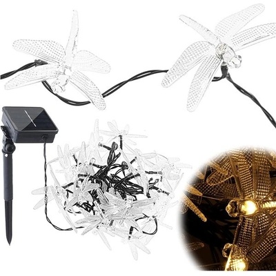 MG Dragonflies solární řetěz 30 LED 6,5 m teplá bílá