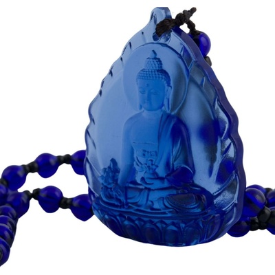 Feng Shui Harmony Náhrdelník ze skleněných korálků s přívěškem Buddhy medicíny 1