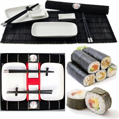 HS Servírovací set na sushi pro dva černá 10 ks