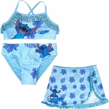 Difuzed Dievčenské trojdielne plavky so sukničkou Lilo & Stitch Tropical Blue