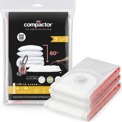 Set 3 ks vakuových pytlů Compactor Bag Aspispace pro uskladnění textilu a peřin – Zboží Dáma