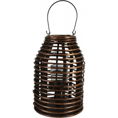 Hnědá dřevěná závěsná lucerna Bamboo – 22x32 cm