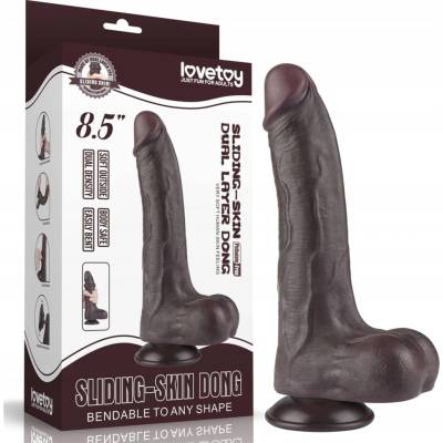 LOVETOY DILDO 21,5 cm Realistické s dvojitou vrstvou SLIDING SKIN