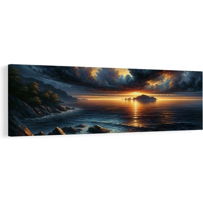 Obraz zlaté světlo na hladině - 90x30