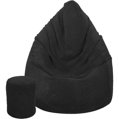 Toffel Dětský sedací vak MAXI COMFORT Plyš 100x75 cm s podnožkou Vzor: černá