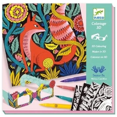 DJECO - Творчески комплект за оцветяване на 3D картини - Фантастична гора (DJ08652)