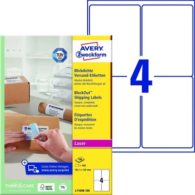 Avery Zweckform 100 listů, A4, bílé L7169-100