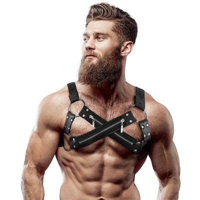 Харнес колан за гърди, универсален размер - Fetish Harness Zippers (D-235863)
