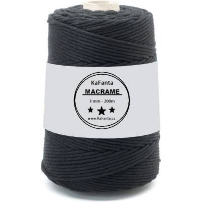 Macrame příze KaFanta PREMIUM 3mm/200m - pure black