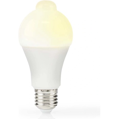 Nedis LED žárovka E27/ A60/ 8,5 W/ 220 V/ 806 lm/ 3000 K/ teplá bílá/ detekce pohybu/ matná