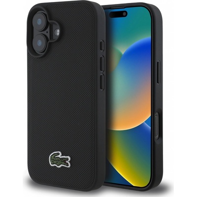Lacoste Iconic Petit Pique Woven Logo MagSafe Zadní Kryt pro iPhone 16 Black