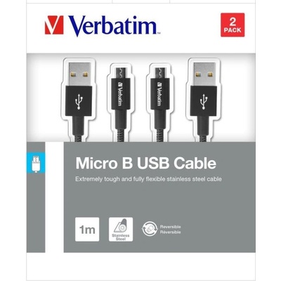 Verbatim 48874 USB (2.0), USB A samec - microUSB samec, 1m, černý, 2ks
