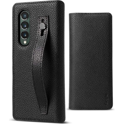 Ringke Folio Signature EZ Strap - кожен калъф с кожена лента за ръката за Samsung Galaxy Z Fold 3 (черен)