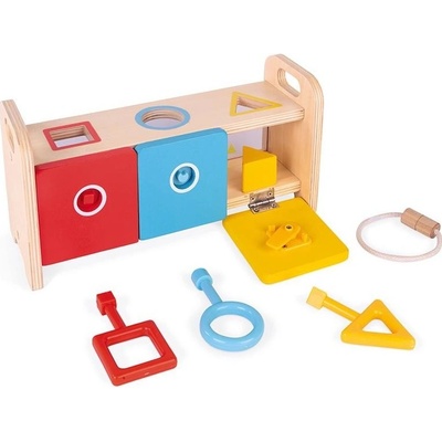 Janod série montessori na vkládání a třídění s klíčky a zámky