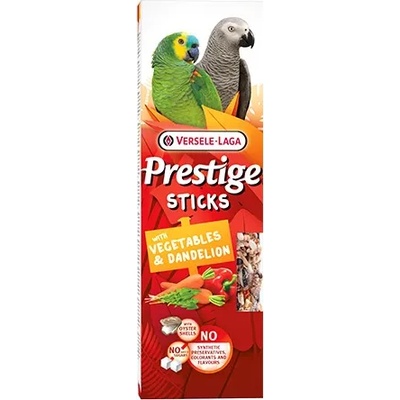 Versele-Laga Prestige Sticks Parrots with Vegetables & Dandelion- Лакомство за големи папагали - стикове със зеленчуци и глухарче, 2х70гр