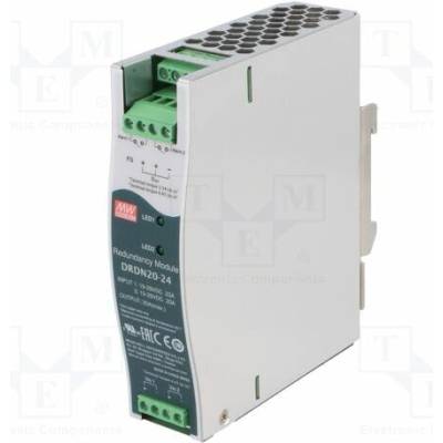 MEAN WELL DRDN20-24 Redundantní modul; na lištu DIN; 24VDC; 20A; 19÷29VDC; -40÷80°C