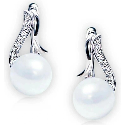 Elanis Jewel Dámské perlové náušnice Lorelai White Pearl se zirkony EJ00672