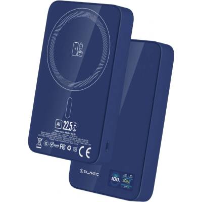 Blavec Преносима външна батерия с USB-C порт и безжично зареждане с MagSafe - Blavec Slim BJ-04 Magnetic Wireless Charging Power Bank 10000 mAh 22.5W (син) (PBBJ04-MC10N)