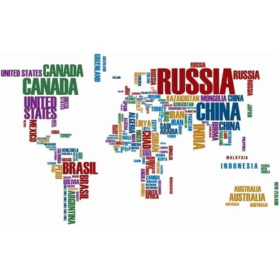 Preinterier FT5470 Fototapeta na stenu Mapa sveta zložená z názvov krajín vlies 104cm x 70cm