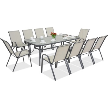 Garden Point Метална градинска мебел Modena за 10 човека с голяма маса Garden Point светло сива (GAP473-10)