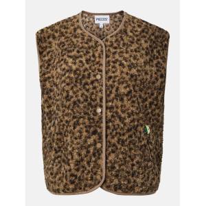 Pieces Womens Katty Teddy Vest - Tannin Leopard