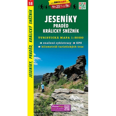 Jeseníky Praděd Kralický Sněžník 1:50 000 turist .mapa