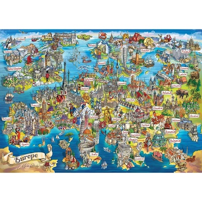 EUROGRAPHICS - Puzzle Crazy Map of Europe - 2 000 piese