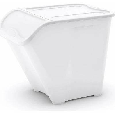 Kis plastový úložný box s vekom 55 x 39 x 46 cm biely