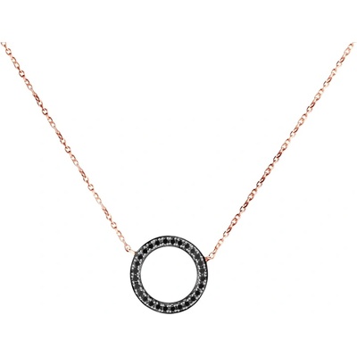 SAVICKI Колие Circle: розово злато. черни диаманти