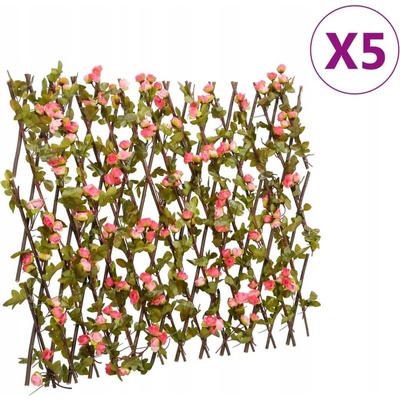 vidaXL Treláže s umělým břečťanem roztahovací 5 ks růžové 180 x 60 cm