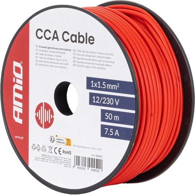 Amio Jednožilový červený 1x1.5 mm² 7.5A 12/230V 50 m