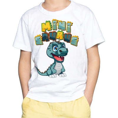 Fajntričko Kids detské tričko Minisaurus biela
