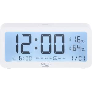 Adler Будилник с часовник Adler AD 1195, USB, 2xaa, бял (AD 1195 white) Будилник