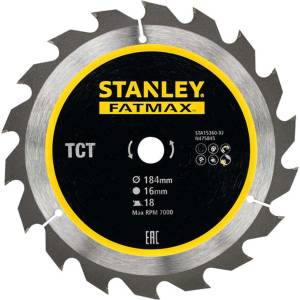 STANLEY - Пилен диск за дърво 184x16 мм, 18 зъба STA15360-XJ (STA15360-XJ)