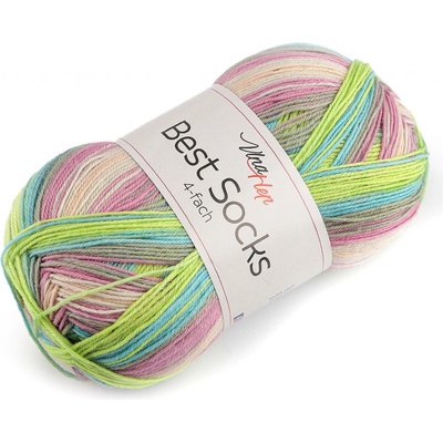 Prima-obchod Pletací příze Best Socks samovzorovací / ponožkovka 100 g, barva 27 (7411) růžová sv.