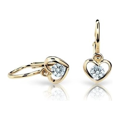 Danfil dětská srdíčka C1943 ze žlutého zlata s kamínkem White zapínání brizura