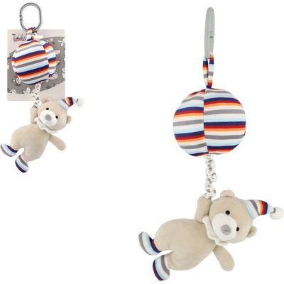 Teddies Medveď s balónom plyš 30cm záves na postieľku/kočík nat. hrací strojček béžový