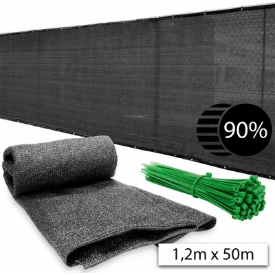 Garden Line AGO5672 Tieniaca sieť na plot, 1.2x50m, 135g/m², 90%, s upevňovacou páskou, sivá