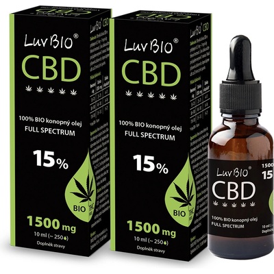 LuvBIO CBD 15 % BIO konopný olej 10 ml – Zbozi.Blesk.cz